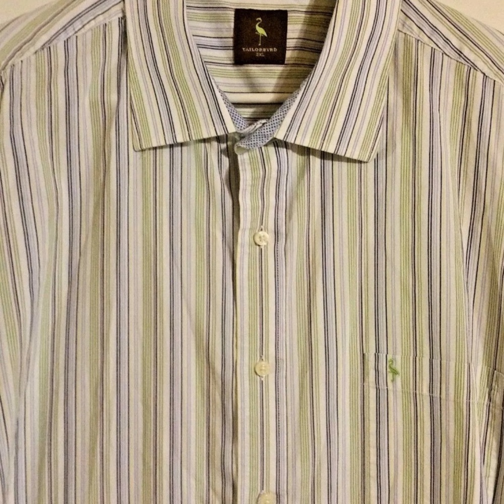 Tailorbyrd Short Sleeve Shirt Multi Color Stripes Button Front 2xl